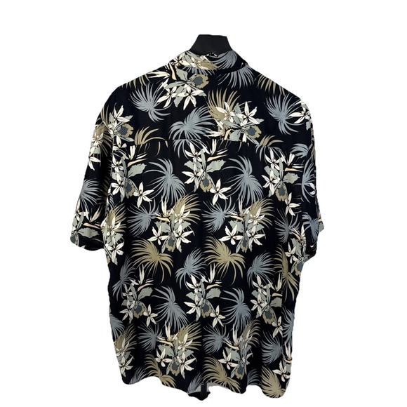 Natural Issue Hawaiian Shirt Men L Black Tropical Floral Viscose Rayon S/S - Picture 6 of 11
